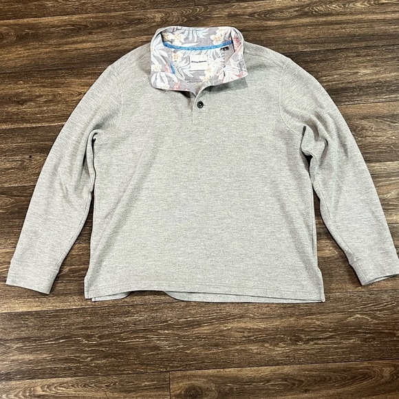 Tommy Bahama Montserrat Long Sleeve Sweatshirt Men Large Gray Tropical Print - Picture 1 of 5